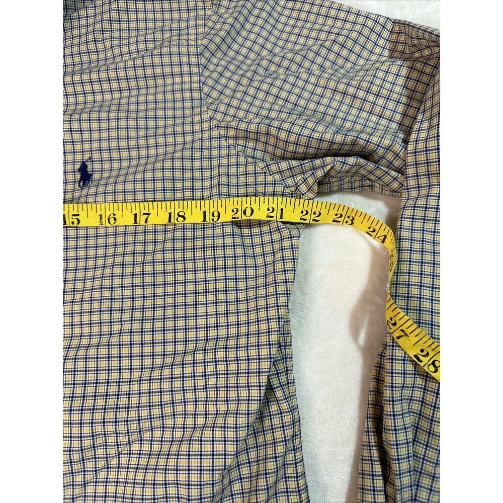 Ralph Lauren Mens M Classic Fit Blue Yellow Check Button Down Long Sleeve Shirt - Picture 7 of 12
